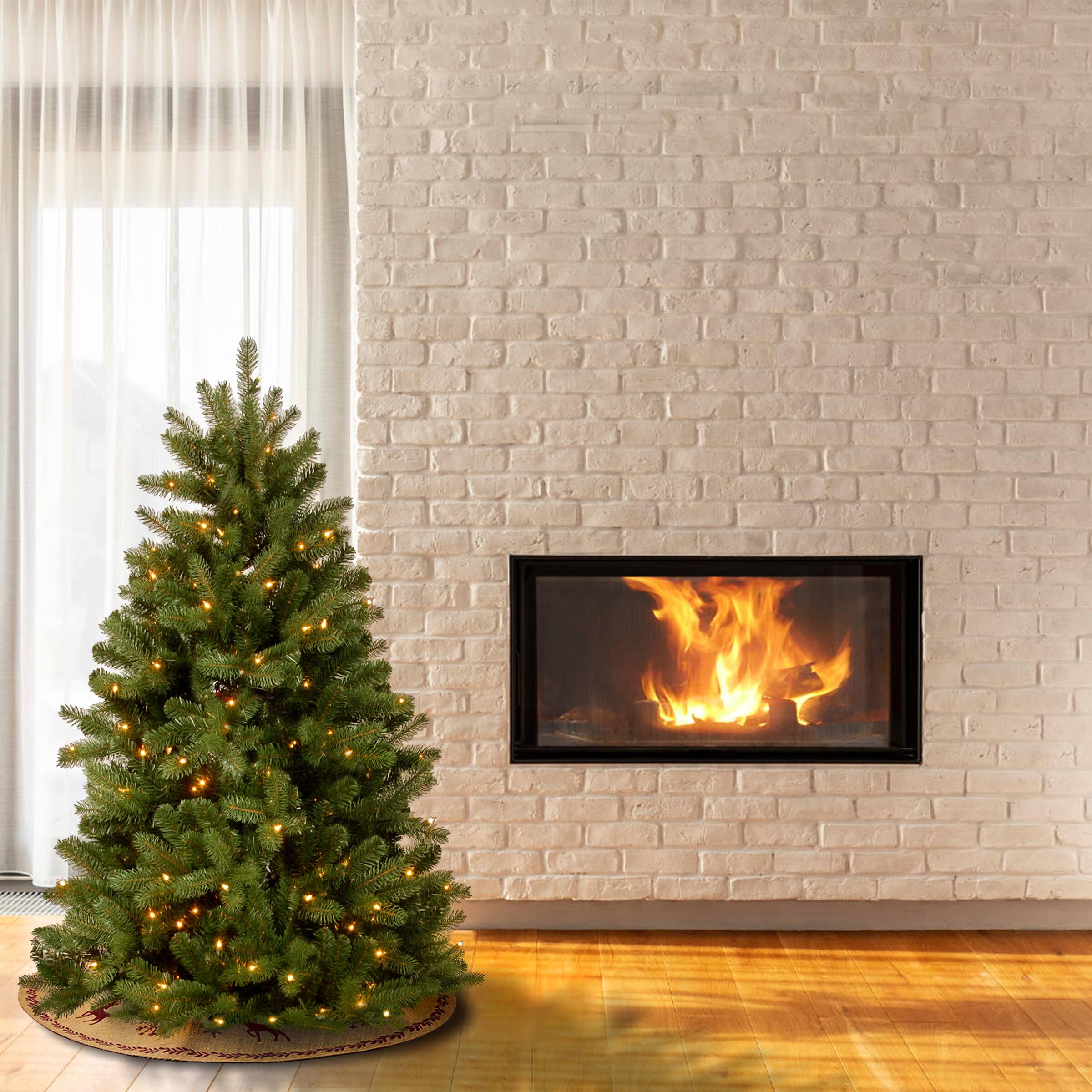 5 ft. Pre-Lit Feel Real&#xAE; Newberry&#xAE; Spruce Hinged Artificial Christmas Tree, Dual Color&#xAE; LED Lights